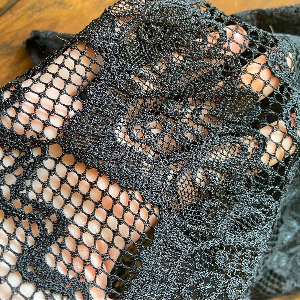 Black Sheer Crochet Lace Stretch Cover Up Pants S - Picture 4 of 6